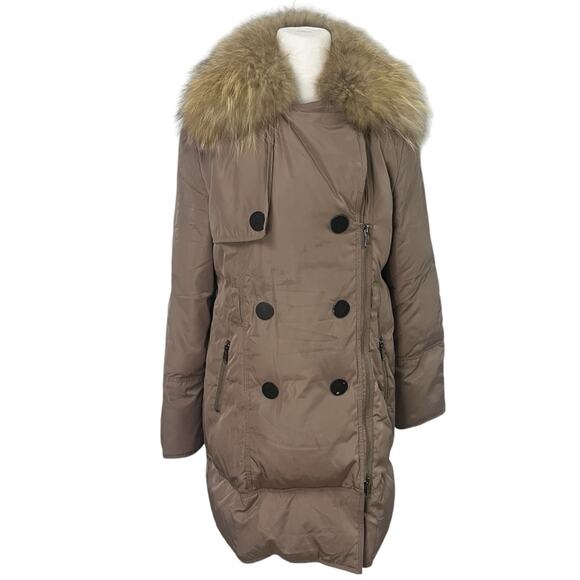 MaxMara Down Puffer Coat Brown Fur Hooded - Picture 1 of 9